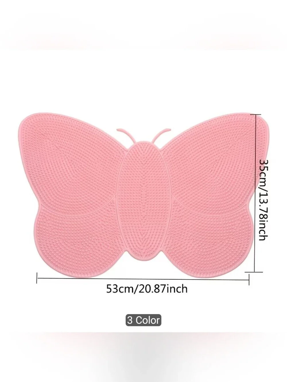Pink Butterfly Bath Mat - Soft Non-Slip Shower Rug